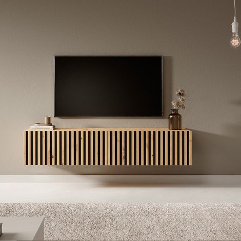 Selsey TELIRE- Mobile TV - 140 cm - colore corpo: rovere artisan, colore frontale: rovere artisan + nero (1/4)