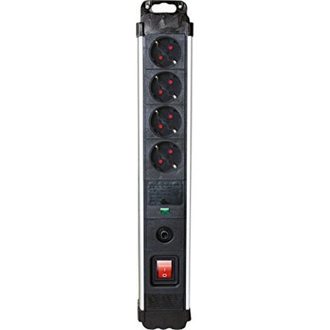 Rallonge 4 prises Schuko avec interrupteur Silver Electronics 49644 3680W Noir