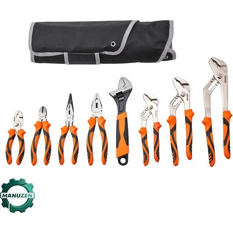 Manuzen - Jeu de pinces professionnel 8 pièces en acier 45 – Coffret 8 outils – 6 à 12 po (1/2)