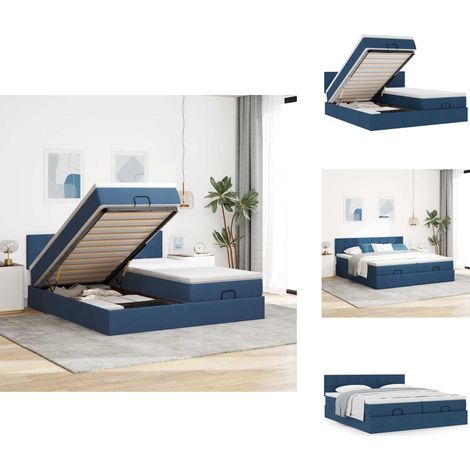 Cadre de lit ottoman avec matelas bleu 200x200cm tissu - Cadre De Lit Ottoman - Cadres De Lit Ottoman - Cadre De Lit - Cadre De Lit Avec Rangement (1/5)