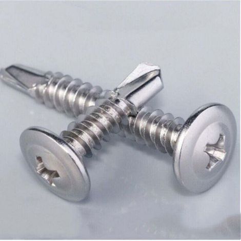 C44741 - Lot de 200 - Vis à tôle Autoperceuse - à Tête Large Bombée - Ø4.2x19mm - en Acier Zingué - à Empreinte