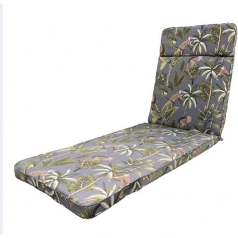 Tropical Sunlounger Cushion - L198 x W60 x H5 cm - Grey