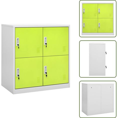 Armoire à casiers Gris clair et vert 90x45x92,5 cm Acier - Armoire À Casiers - Meuble De Rangement - Rangement Scolaire - Organisation - Casier Métallique
