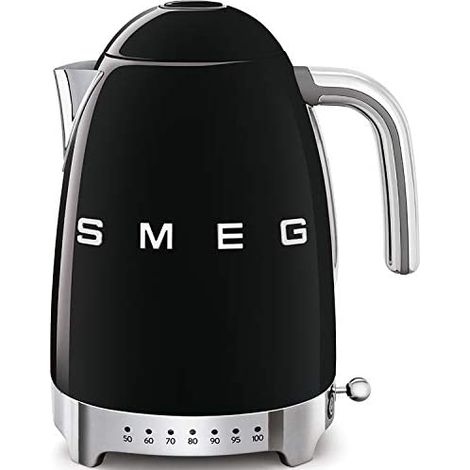 SMEG Elektrischer Wasserkocher, Wasserkocher KLF04BLEU, 2400 W, 1,7 Liter, Kunststoff, Edelstahl, Schwarz