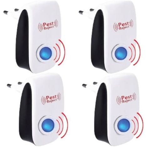 Pack de 4 Appareil Ultrason Souris - et Rats Barrage aux Insectes Repulsif à Tue Mouche Electrique Anti Puissant ultrasons rongeurs (1/4)