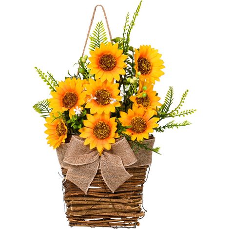 Guirlande Suspendue Tournesol Artificiel Panier Fleur - Décoration Murale Intérieure Extérieure - 40 x 30 cm - 1 Pièce (1/5)