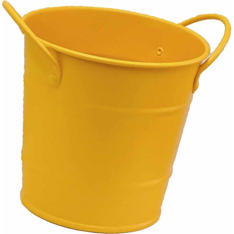 Porte-crayons de bureau en fer forgé, forme de seau mignon et multifonctionnel, porte-pinceaux de maquillage jaune (1/5)