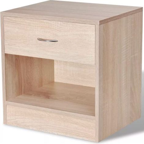 Table de chevet 1 tiroir 1 niche bois clair Chickie - Lot de 2 (1/5)
