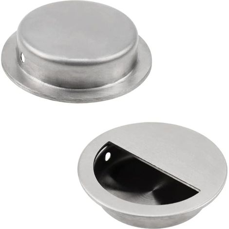 Tirador redondo para puerta corredera, tirador redondo empotrado, tirador redondo empotrado para puerta de acero inoxidable con tornillos para puertas tiradoras, cajones, armarios (1/4)