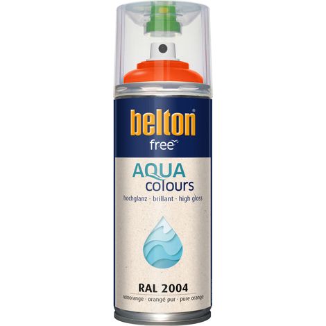 belton free Lackspray AQUAcolours 400 ml reinorange hochglanz Wasserlack (1/3)