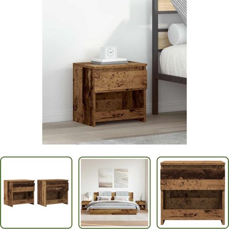 vidaXL Altholz - Nachttische 2 Stück Altholz 40x30x39 cm Holzwerkstoff (1/5)