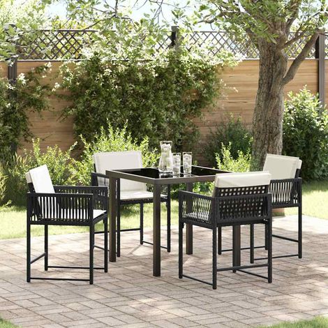 Garten Essgruppe 5 pcs Schwarz Poly-Rattan (1/5)