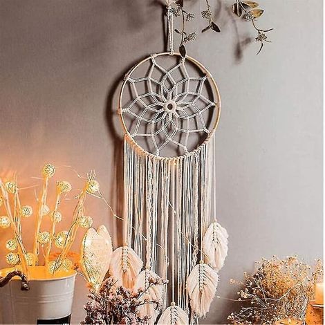 Attrape-rêves, décoration murale, attrape-rêves bohème fait main pour la décoration de la chambre ou du salon (1/5)