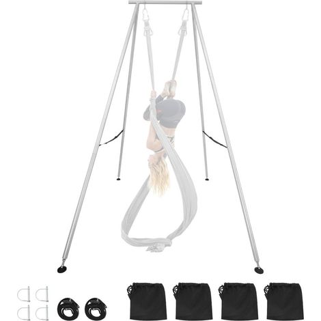 Portique Yoga Aérien Structure pour Hamac et Pilates Démontable Support de Traction Base Antidérapante Charge 250 kg HM-559N (1/5)