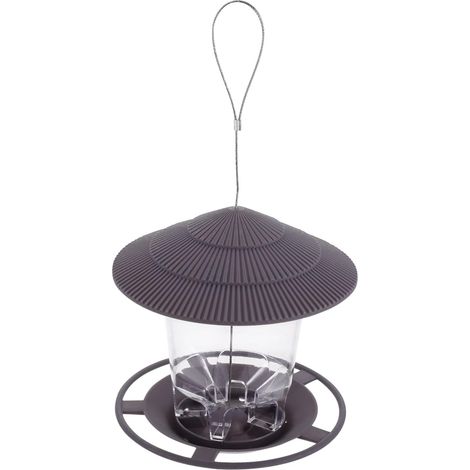 Mangeoire à Oiseaux Suspendue Automatique avec Toit Étanche en Plastique Gris, Capacité Moyenne, pour Jardin Extérieur, pour Oiseaux Sauvages et Amateurs de Nature (1/5)