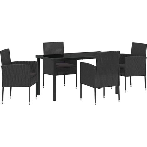 Maison Exclusive - Garten Essgruppe 5 Stk. Schwarz Poly-Rattan (1/5)