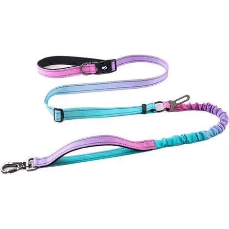 1 ceinture de course pour chien, mains libres, élastique, avec clip sécurité voiture, bandes réfléchissantes, polyester (1/5)