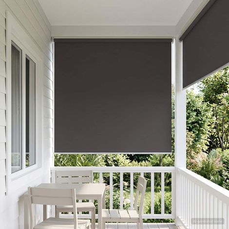 Store enrouleur extérieur et intérieur protection UV polyester anthracite 205 x 140 cm - PANGIVO (1/5)