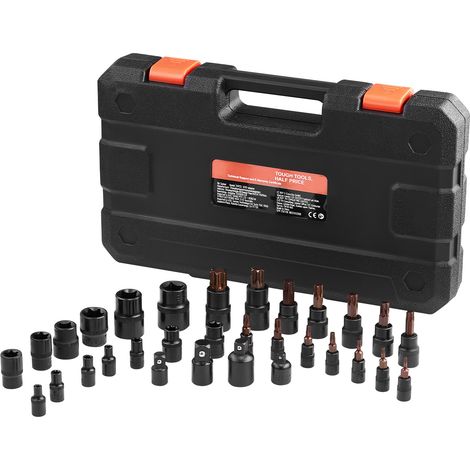 Mophorn Juego de 31 dados Torx y dados Torx externos, T8-T70 y E4-E24, aleación S2 y acero Cr-V, con adaptador y estuche de almacenamiento, para reparación de automóviles