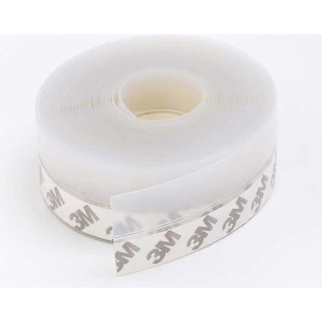 Striscia sigillante in silicone trasparente, impermeabile, antivento e antipolvere, per fessure di porte e finestre, lunghezza 3 m, larghezza 25 mm. (1/5)