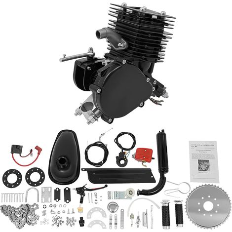 Kit de moteur de vélo 110cc 2 temps complet moteur à essence kit de conversion pour vélo avec CDI carburateur, échappement, réservoir, chaîne, pour 26-28 pouces - Kit de conversion de vélo motorisé (1/5)