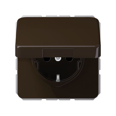 Jung Presa SCHUKO®, 16 A 250 V , coperchio incernierato, termoplastico, serie CD, marrone CD 1520 BFKL BR