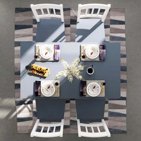 ELEGANT Dining Table with 4 Chairs, Solid Pine Wood Dining Room Set, Nature Living Room Kitchen Furniture Grey (1/5)