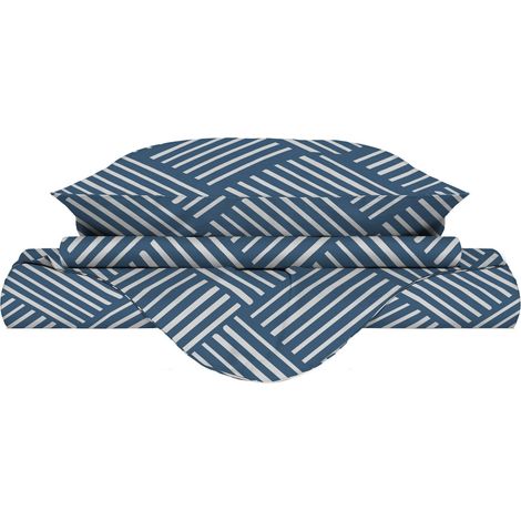 Copripiumino Singolo con Federe Stampato in Microfibra City Life Blue (1/5)