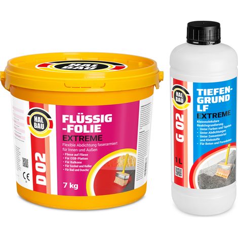 HALBAU Dichtset für Duschabdichtung Bad Abdichtung Dichtband Flüssigfolie 7kg H202 (1/5)