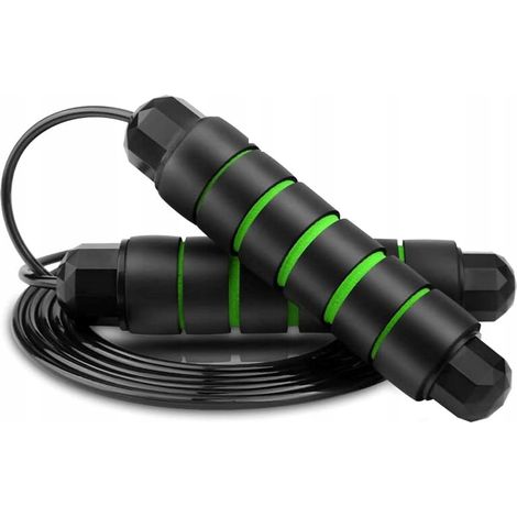 Corda per saltare da boxe CrossFit con cuscinetti, verde, 2,8 m, professionale, peso (1/5)
