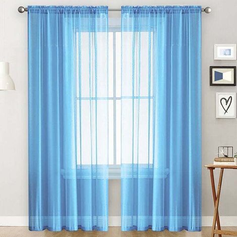 2 Panneaux Rideau Voilage Tissu Haute Densité Ourlet Lesté Poche Tringle Salon Chambre (1/4)