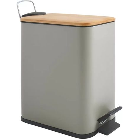 Poubelle à pédale Acier & Bambou ERIK 5L Taupe mat Spirella