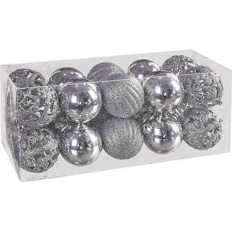Boules de Noël en plastique argenté 5 x 5 x 5 cm (20 unités) (1/3)