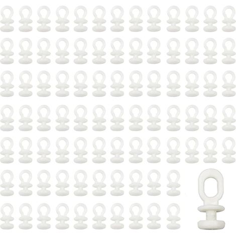 100 Stück Gleitschienen für Gardinen, Gardinengleiter, Gardinenschienen-Schieber, Gardinenhakenschienen-Gleiter, geeignet für Gardinen in Badezimmer, Küche, Wohnzimmer (Weiß) (1/5)