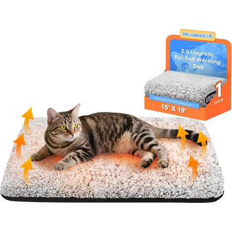 Lit autochauffant pour chat - 1 unité - Polaire doux - Chauffage naturel sans électricité - Intérieur salon chambre - 38x48cm Gris (1/5)