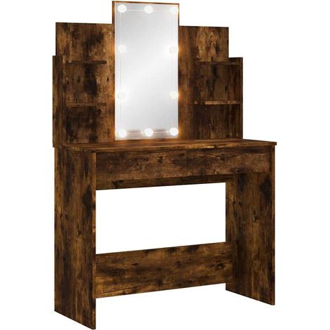 Maison Exclusive - Toeletta con Luci LED Rovere Fumo 96x40x142 cm