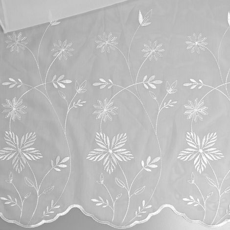 Tissu en voile sablé et brodé Blanc 290 cm
