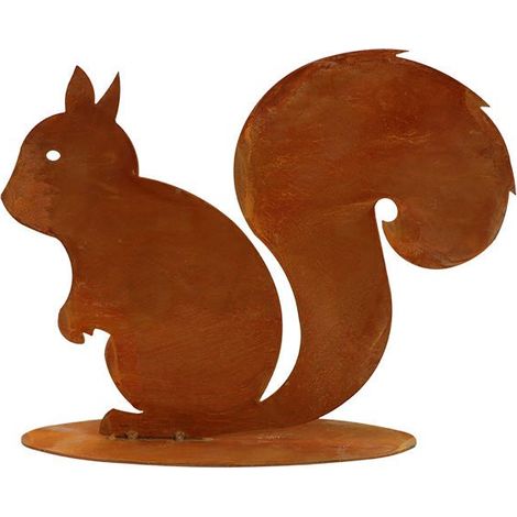 Décoration Écureuil en Métal Aspect Rouille pour Jardin et Maison - Modèle à Suspendre ou sur Socle - PANGIVO