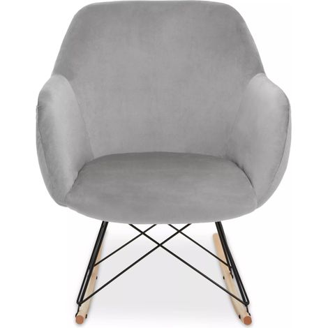 Interiors by Premier Grey Velvet Rocking Chair, Comfortable Velvet Desk Chair, Backrest Velvet Rocking Armchair, Cozy Armchair (1/5)