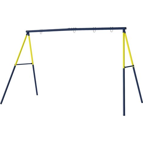 Altalena doppia per bambini, struttura in acciaio, per bambini dai 3 agli 8 anni, 260x160x178 cm, blu. (1/5)
