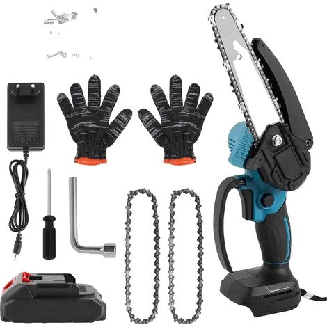 Scie à chaîne sans balais, capacité de coupe de 6 pouces, alimentée par batterie Makita 18V, Avec 1 batterie (1/2)