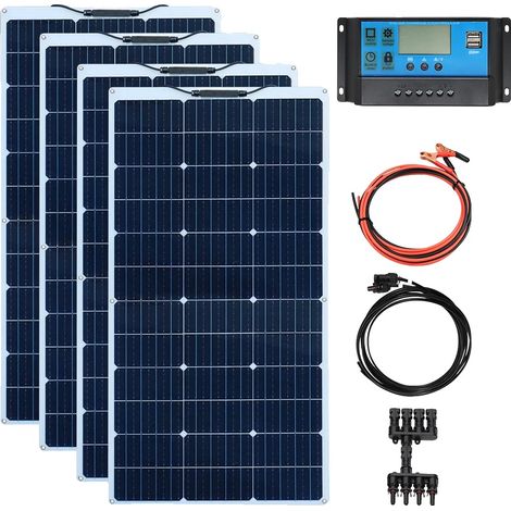 Kit de panneaux solaires, panneaux flexibles 200 W, compatibilité batterie 12 V, kit 400 W (1/2)
