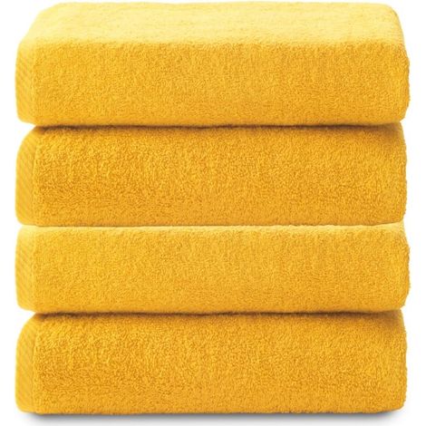 Lot de 4 Serviette de Bain Grande Taille 100% Coton Drap de Douche 70 x 140cm 400g Douces, Absorbantes et Résistantes Ensemble Idéal pour Une Salle de Bain Moderne (1/3)