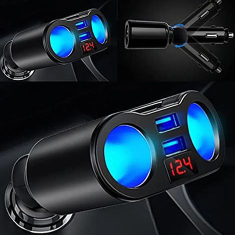 Autoladegerät mit zwei Steckdosen, Zigarettenanzünderadapter, LED-Ladegerät, Autoladegerät mit zwei USB 12V 3,1A Schnellladeanschlüssen, Tablet-GPS-Adapter.