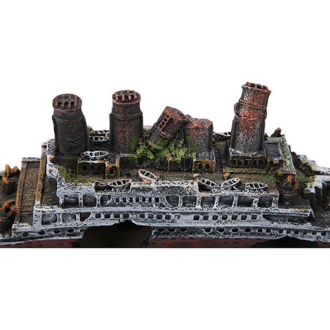 Épave - Ornement D'aquarium - Simulation Épave Du Titanic - En Résine - Pour Décoration Aquarium Intérieur - 1 Pièce - 27 X 9,5 X 5,2 Cm (1/5)