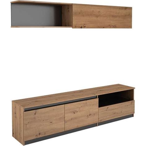Mueble de salón acabado en roble albar/ gris parís, 200cm(alto) 200cm(ancho) 40cm(largo) (1/5)