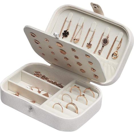 Boîte À Bijoux - Boîte De Rangement Pour Boucles D'oreilles Colliers Bracelets Et Bagues - 16.5 X 11.5 X 5.5 Cm - 3 Niveaux Avec Compartiments Détachables - 1 Pièce (1/5)