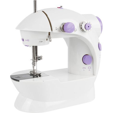Machine à Coudre électronique, Mini Machine à Coudre Portable, avec Pédale, Semi-automatique, Fil unique-Aiguille double-Machine à tête unique, Modèle 202 (1/5)