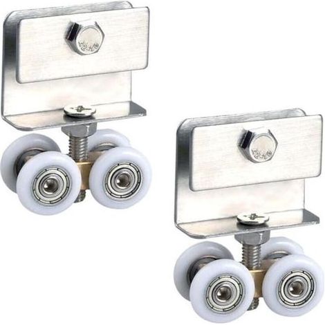 Roulette Porte Coulissante Douche Galets - Roues Accessoires Roulement MéTalliques Roue Suspendue Poulie Pour Coulissantes, En Verre Salle Douche, Appareil à Rail Ferrure, 2 Pièces (1/4)