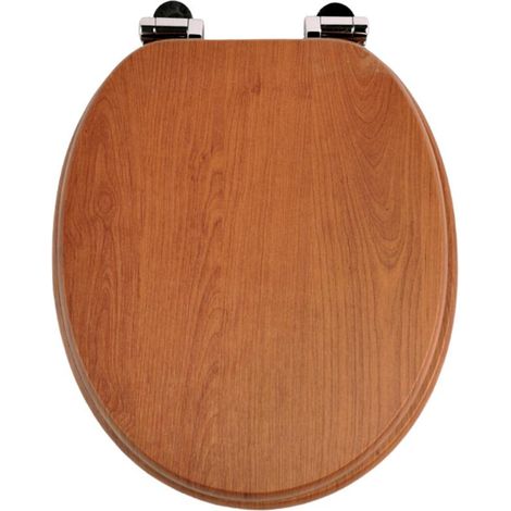 Homseat MDF Toilet Seat with Soft Close function, Reddish-Brown Wood Grain (1/5)
